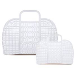 BABANA Jelly Bags - (Set) Small and Large Mother Daughter Jelly Totes | Reusable Gift Basket, Beach Bags - (Small, Large) - White