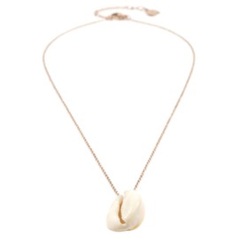 Happiness Boutique Women's Necklace with Shell Pendant in Rose Gold, Cowry Shell Necklace, Stainless Steel Jewellery, Stainless Steel Rose gold plated Clam shell Stainless steel