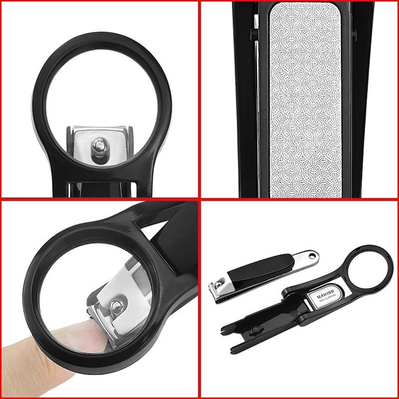 Spacmirrors Extra Large Nail Clipper with Magnifying Glass in Silver,