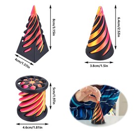 Pack of 4 3D Printed Spiral Cone Fidget Toy, Impossible Spiral Cone Pyramid, 3D Printed Spiral Ball, Fidget Toy, Spiral Toy, Impossible Cone Spiral Cone Decompression Toy for Adults and Children