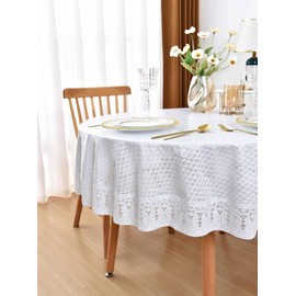 Artisan Flair Round Lace Tablecloth 60 inch - Waterproof Plastic Lace Table Cloth for Any Special Event Such as a Wedding, Birthday Party, Baby Shower, or Anniversary