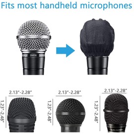 TENGYES 400 PCS (200 Pack) Microphone Hygiene Covers Disposable Non-Woven Handheld Mic Mike Cover Windscreen Protective Cap for KTV Karaoke Recording Room Stage Performance, Black