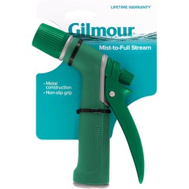 Gilmour Medium Duty Garden Hose Nozzle with Adjustable Spray Pattern, Water Hose Nozzle for Watering Garden or Lawn, Green