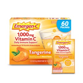 Emergen-C Emergen-C 1000mg Vitamin C Powder, with Antioxidants, B Vitamins and Electrolytes, Vitamin C Supplements for Immune Support, Caffeine Free Drink Mix, Tangerine Flavor - 60 Count/2 Month Supply
