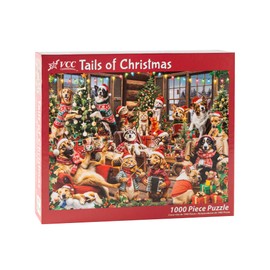 Tails of Christmas Jigsaw Puzzle 1000 Piece by Vermont Christmas Company - Dog & Cat Themed Puzzles with Randomly Shaped & Interlocking Pieces - 26 5/8" x 19 1/4"