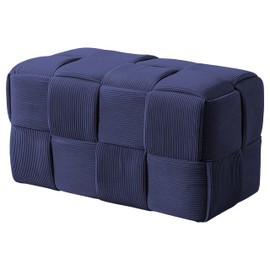 Cmishe Ottoman Foot Rest Soft and Comfortable Ottoman Square Corduroy Woven Design Sofa Stool (Blue-L)