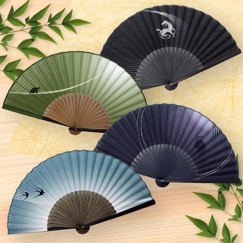 Osaka Choseido Folding Fan, Men's, Stylish, Business, Fan Bag, Handkerchief