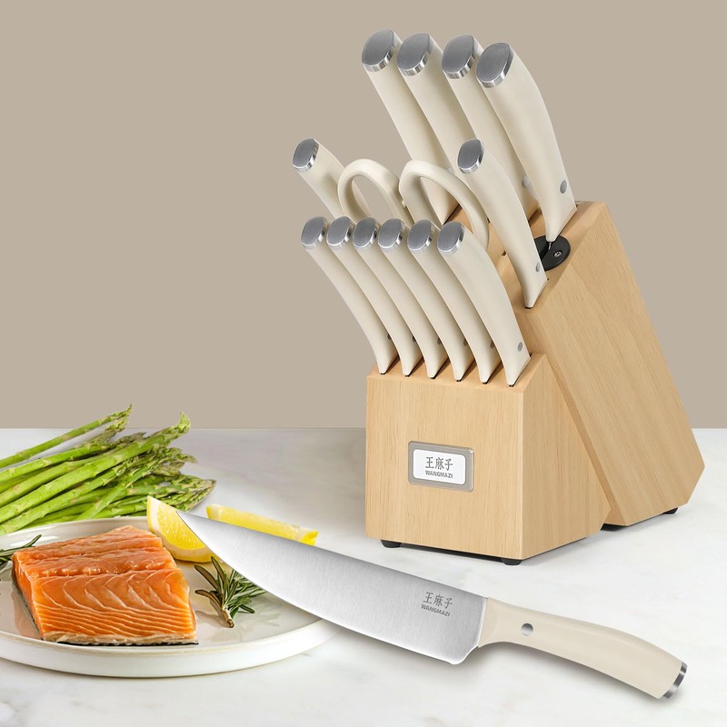 WANGMAZI Professional Kitchen Knife Set, Chef Knife Block Set German