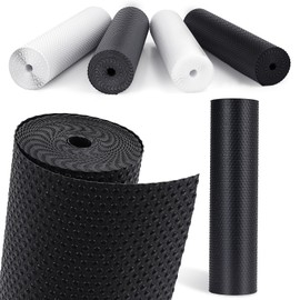 MooiFun Drawer Liners, Waterproof Shelf Liner, Anti-Slip Non-Adhesive BPA Free Kitchen Cupboard Cabinet Liner Refridge Fridge Mats Sink Protector Strong Durable for Home (Black/11.8in x 10Ft)