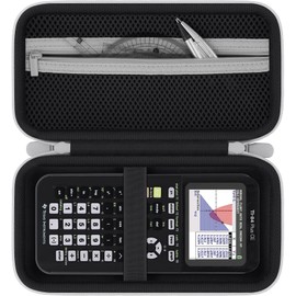 Baval Hard Calculator Carrying Case Compatible with Texas Instruments TI-84 Plus CE/TI-Nspire CX II CAS Calculator(Black Case,White Zipper)
