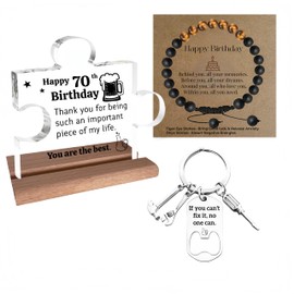 70th Birthday Gifts for Men – Unique Gift for 70 Year Old Man – Acrylic Puzzle Piece Plaque with Wooden Base – Sentimental Mens 70th Birthday Gifts for Dad, Husband, Grandad, Uncle or Friend
