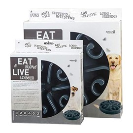 Eat Slow Live Longer Original - Futternapf - Anti-Schling - Hundenapf - Slowfeeder für Hunde - rutschfest - Grau - Ø30 cm - L/XL - Geeignet für große Hunde - Antischlingnapf - Antischling