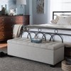 BOWERY HILL Contemporary Solid Wood Storage Bench in Beige Finish