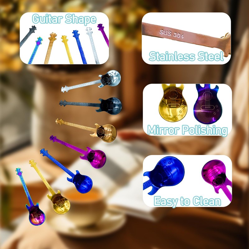 Coffee Spoons, Coffee & Mocha Spoons, Teaspoons, Guitar Shape Coffee
