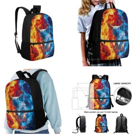 Kathyboom Wolf 3 PCS School Backpack Set with Bottle Pockets for Girls Boys 17 inches School Bag Large Capacity Pencil Case Insulated Lunchbox Portable Pencil Case for Hiking Camping Traveling