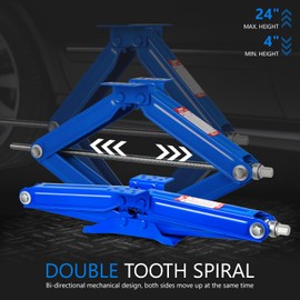 DNA MOTORING 4-Pack 5000lbs RV Trailer Stabilizer Leveling Scissor Jacks with Speed Crank Handle, 4-24" Height,Set of 4,Blue,TOOLS-00332