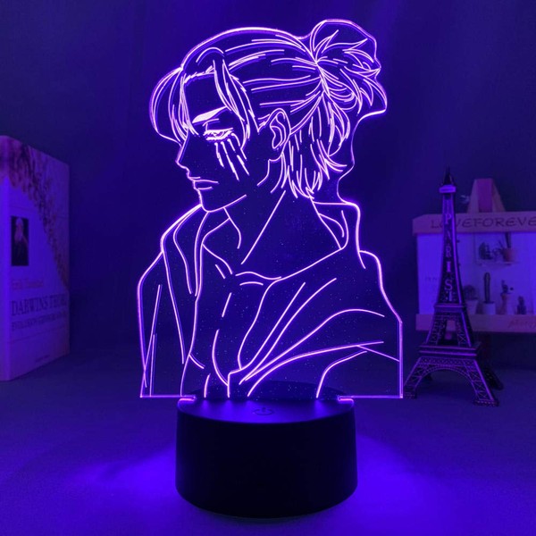 LXMISS Anime Light Attack on Titan 4 Eren Yeager Figure for Bedroom Decor Night Light Kids Birthday Gift Shingeki No Kyojin 3D Lamp Touch Control, Berühren-b (5154)
