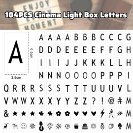 CYNNXIA CYNNXIA 85 PCS Cinema Light Box Letters 65x35mm LED Light Box Replacement Letters Black Light up Board Letters, Symbols for A3 A4 A5 Message Board Decoration (LED Light Box is NOT Included)