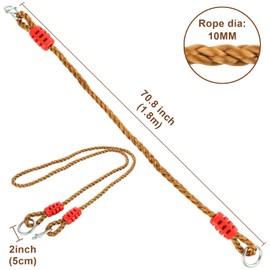 DAJAVE 4 Pack Adjustable Swing Rope, Swing Extension Straps Nylon Rope, Hanging Extender Tree Straps with Carabiners for Indoor Outdoor Playground Swing Accessories(Holds Up to 400 Lbs)