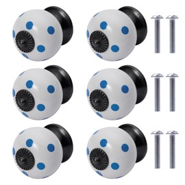 NAKUPENDA Pack of 6 Cabinet Knobs, Ceramic Furniture Knobs, Vintage Drawer Knobs, Knobs, Handles, Ceramic Furniture Handle for Kitchen Cabinets (White)