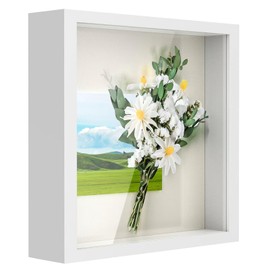 Anhow 3D Picture Frame for Filling, 20 x 20 x 4.5 cm, 3D Picture Frame with Real Glass, Deep Object Frame for Wedding Gift and Memorabilia, White, 3 cm Deep