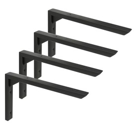 Mooche 25 cm L Shelf Brackets, Pack of 4 Shelf Brackets, 304 Stainless Steel Metal Angle Wall Bracket Shelf Bracket with Bounded for Wall Mount, Black