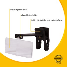 Levenhuk Zeno Vizor G0 Lightweight Magnifying Glasses with Holder Clip and Interchangeable Lenses