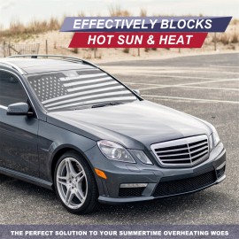 Unbranded Car Truck Windshield Sunshade American US Flag Block Sun Shade Cover For Ram GMC