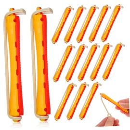 SAFIGLE 24pcs Hair Perm Rods Hairdressing Styling Tool Elastic Rubber Band Curling Bar Retro Hair Tails