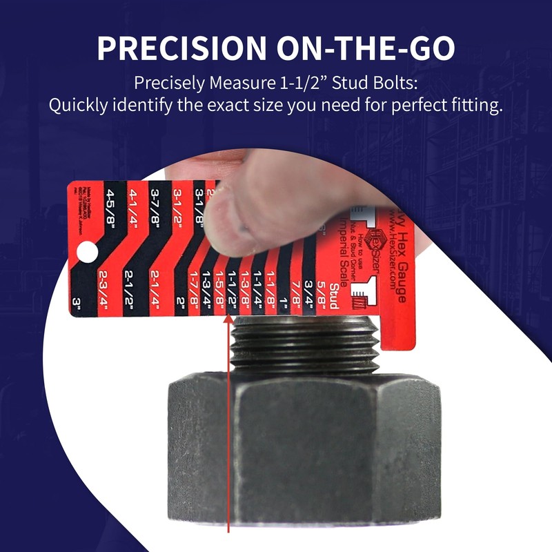 HexSizer 10 Pack Heavy Hex Nut, Bolt & Stud Gauge