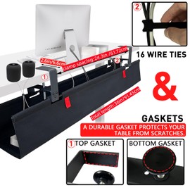 AVEKO No Drill Under Desk Cable Management Tray, 36" Desk Cable Organizer