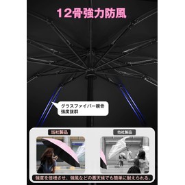 Sumeriy Folding Umbrella, 12 Ribs, Inverted Folding Umbrella, Automatic Opening/Closing, Big Size, Waterproof, Windproof, Compatible with Typhoons, Rainy Season Protection, UV Protection, Rain or Shine, Portable Folding Umbrella, Umbrella Bag Included, W