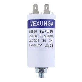 VEXUNGA Motor Capacitor Starting Capacitor 8µF 450V Capacitor 8uF 8uF 450 Volt 35 x 65 mm CBB60 Capacitors Plug M8 for Electric Motor