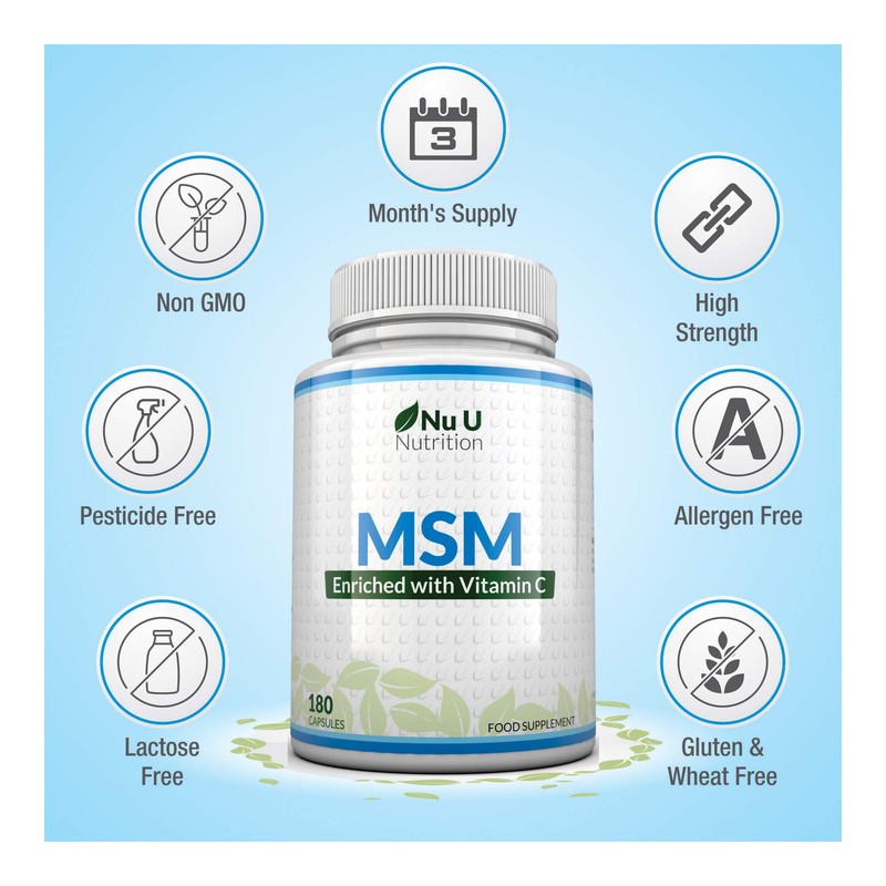 MSM Capsules - 180 Methylsulfonylmethane Capsules (3 Month Supply) -