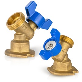 (Pack of 2) GUOFIS Sillcock Hose Bibb Valve,3/4 Inch FIP Inlet x 3/4 Inch MHT Outlet,Outdoor Faucet with Flange,1/4 Turn