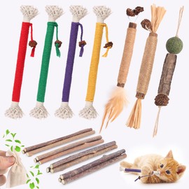 Cat Toys Cat Chew Toys, Silvervine Sticks Catnip Rope Toys for Cats Teeth Cleaning, Kitten Dental Care, Kitty Toys for Indoor Cats Increase Appetite,Enhances Oral & Dental Health (Small 20 Pack)