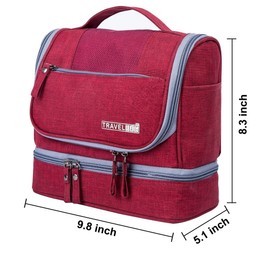 Homyall Premium Travel Toiletry Bag Thicken Positive-ion Oxford Waterproof Cosmetic Bag Portable Unisex Wash Bag Large Hanging Makeup Bag(Red)