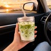 13oz Iced Coffee Cup, Glass Tumbler with Straw and Lid,