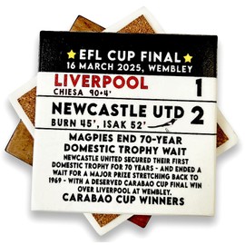 Carabao Cup Final 2025 | Newcastle football 2-1 Liverpool, The Magpies Marble coaster, The Toon gift idea