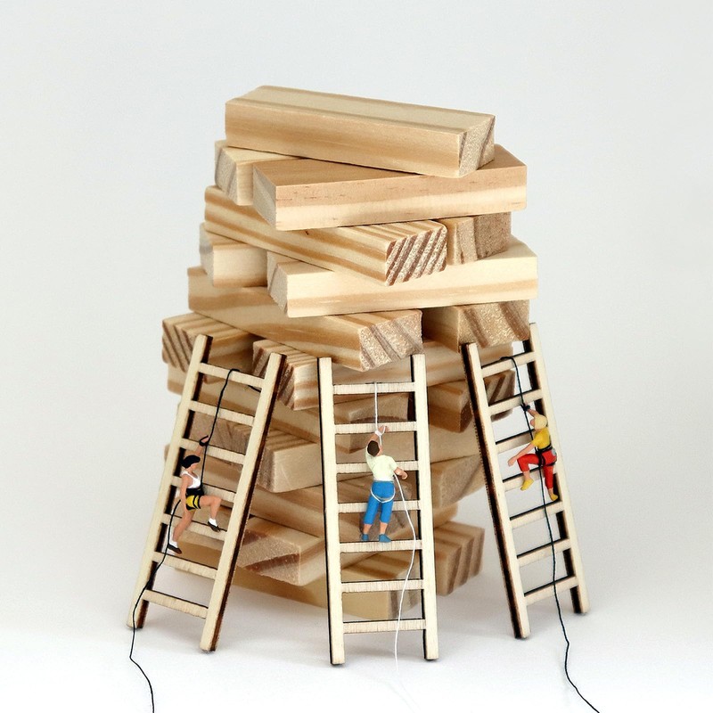 PATIKIL 2.4" Miniature Wooden Ladder, 10 Pack Mini Wood Dollhouse