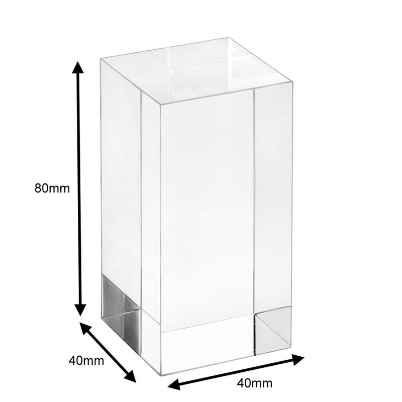 Acrylic Block 40 x 40 x 80 mm Transparent, All-Round