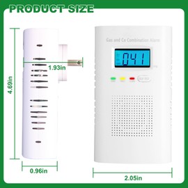 Combination Gas and Carbon Monoxide Detector Plug-in | CO Alarm & Natural Gas Combustible Detector | Digital Display, Battery Backup, Easy Install | for Home Kitchen Safety Monitoring 3-Pack