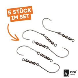 Zite Fishing Rotate Rig Hooks | Rotor Hook Trout Fishing | 5 Pieces Rotary Hooks | Trout Hooks | Fishing Hooks Perfect for UL Rubber Baits Such as Curly Viper & Mighty Mag (Size 4)