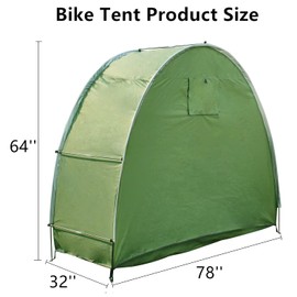 Qrenia Bike Tent Storage Shed for 2 Bikes Waterproof 210D Oxford Fabric, Outdoor Bicycle Cover Shelter with Window Design, Bike Storage Tent for Home Garden, Green
