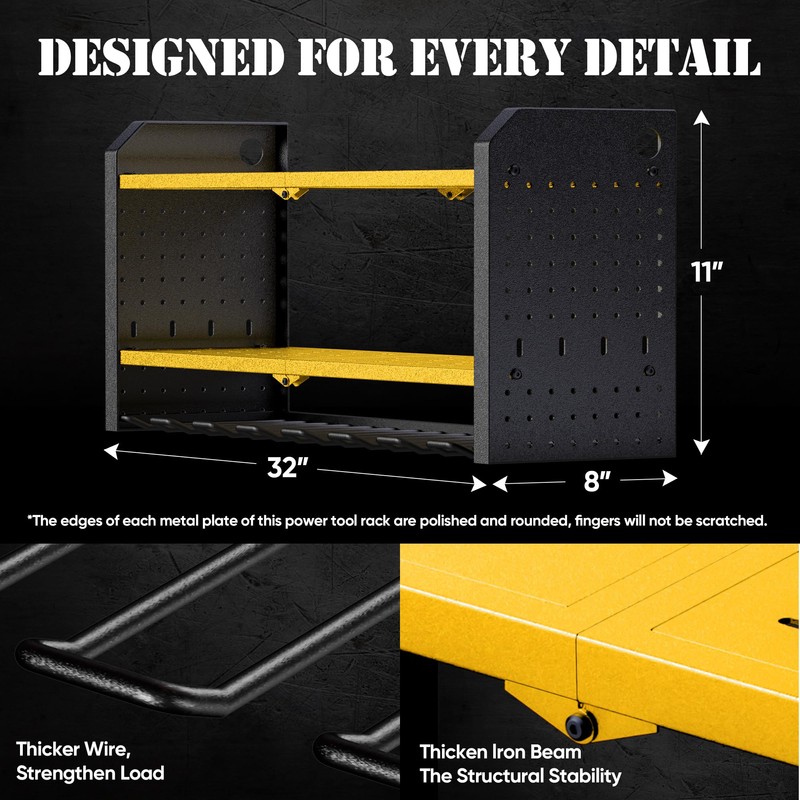 Power Tool Organizer Wall Mount, Large 8 Drill Holder Wall