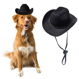 Dog Cowboy Hat Cat Cowboy Hat Pet Cowboy Costume Mini Cowboy Hat for Dogs Cat Holiday Halloween Pet Party Decoration (Black, Large)