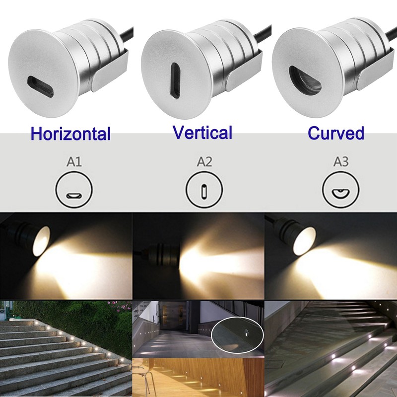 CNBRIGHTER LED Step Lights Outdoor Indoor,1W 12V-24V DC, Waterproof IP67,Aluminum,3000K