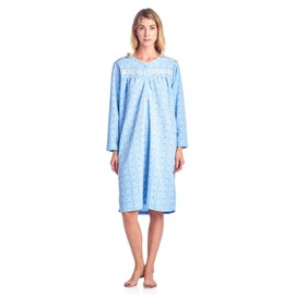 Casual Nights Women's Long Sleeve Micro Fleece Cozy Floral Nightgown - Blue - XX-Large