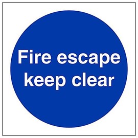 Vsafety 18004AF-R'Fire Escape Keep Clear' Sign, Square, 100 mm x 100 mm (Pack of 3)