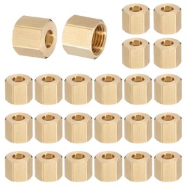 PATIKIL 1/4" Brass Compression Nut, 25Pcs Brass Compression Fitting for Air Oil Water Fuel Inert Gases Plumbing System Heating Air Conditioning Pipes